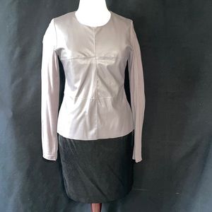 Bobi leather on the front and fabric on sleeves and back all grey